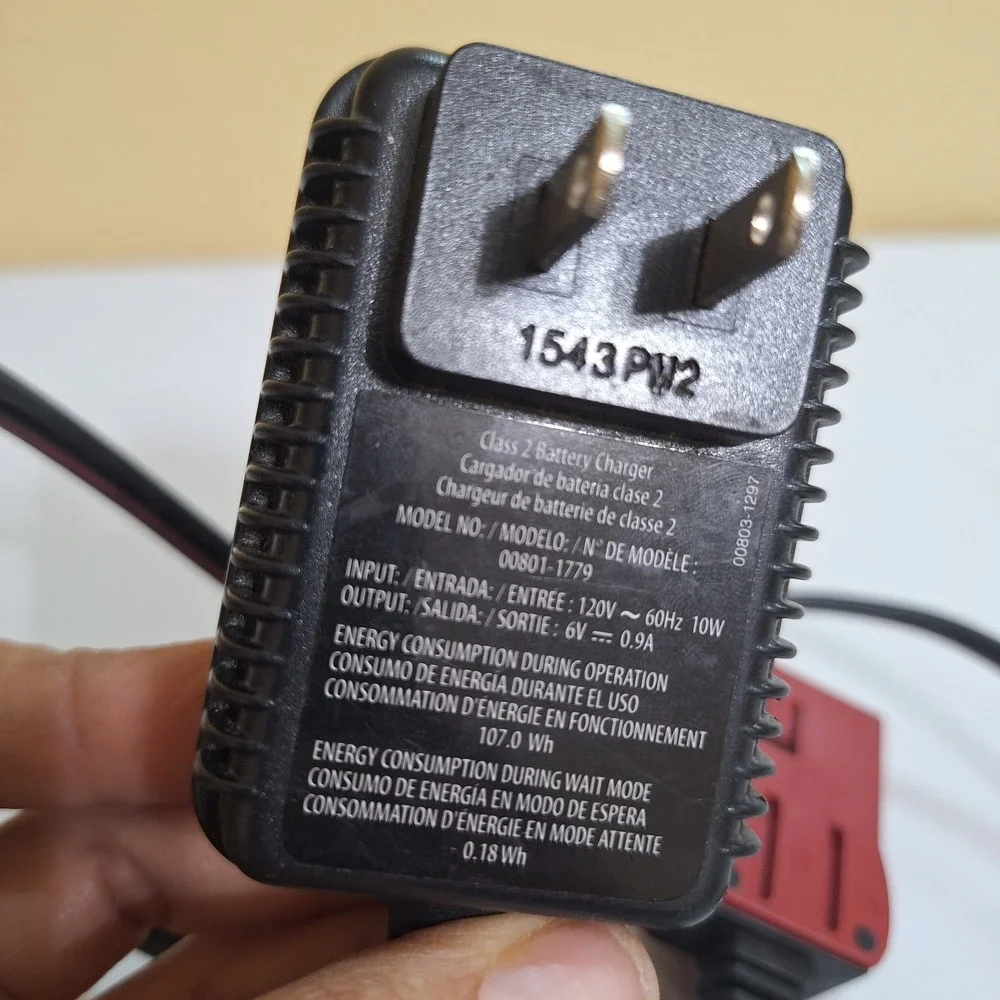 Fisher Price Power Wheels 6V Charger 00801-1779 Red Plug OEM Tested